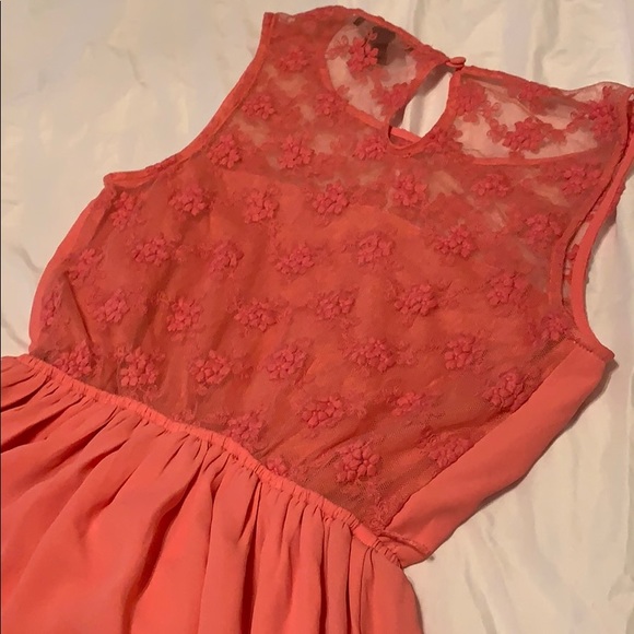 Coral Chiffon Dress with Sheer Back - Picture 5 of 5
